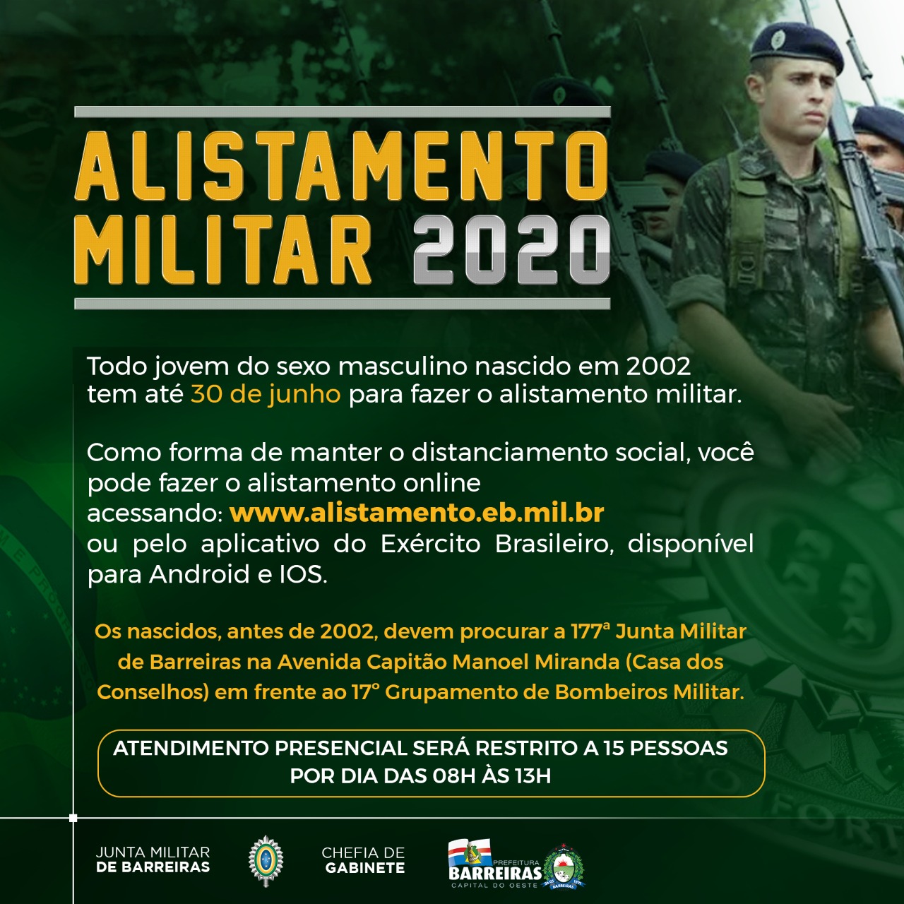 ALISTAMENTO MILITAR PODE SER FEITO PELA INTERNET - Administração -  Prefeitura de Barra Bonita