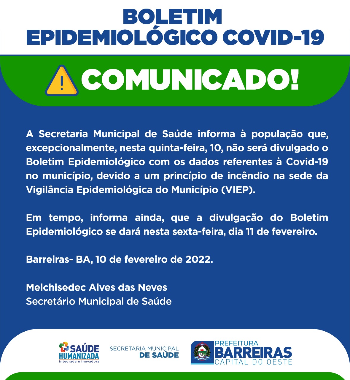 Boletim Epidemiológico (01/04/2022) - Prefeitura Municipal de Palestina do  Pará