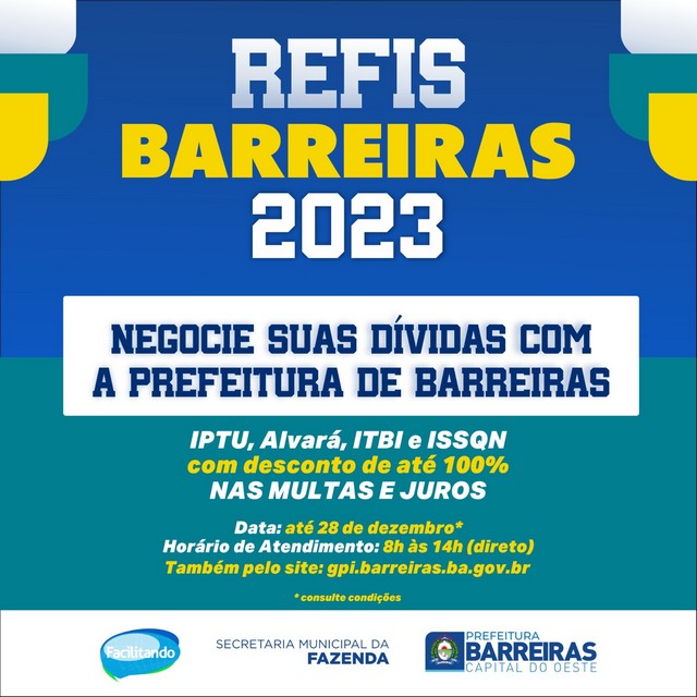 Refis 2023 – Prefeitura de Barreiras proporciona renegociação de débitos para contribuintes do município
